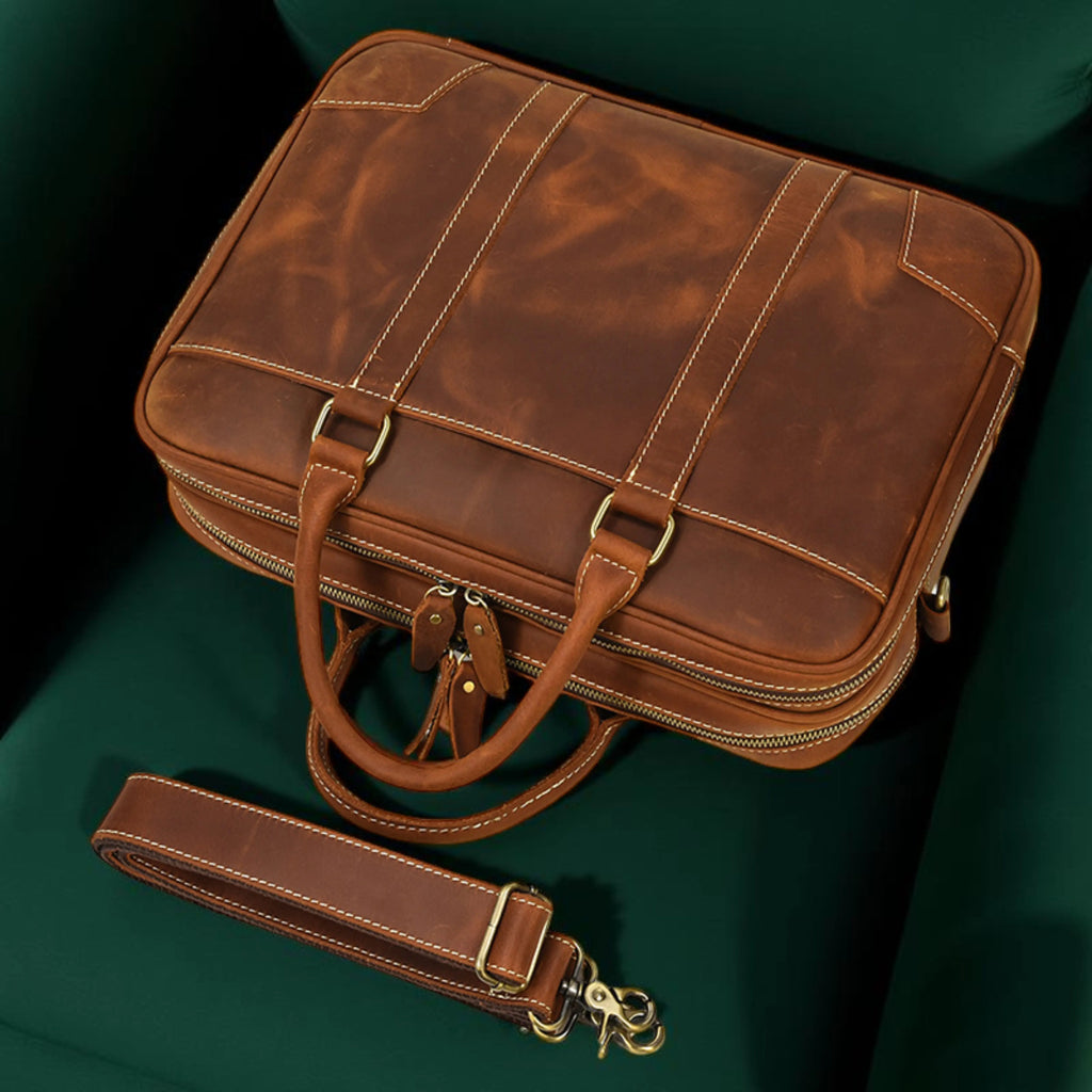 Leather Laptop Bag for Men - Mini Isaacare