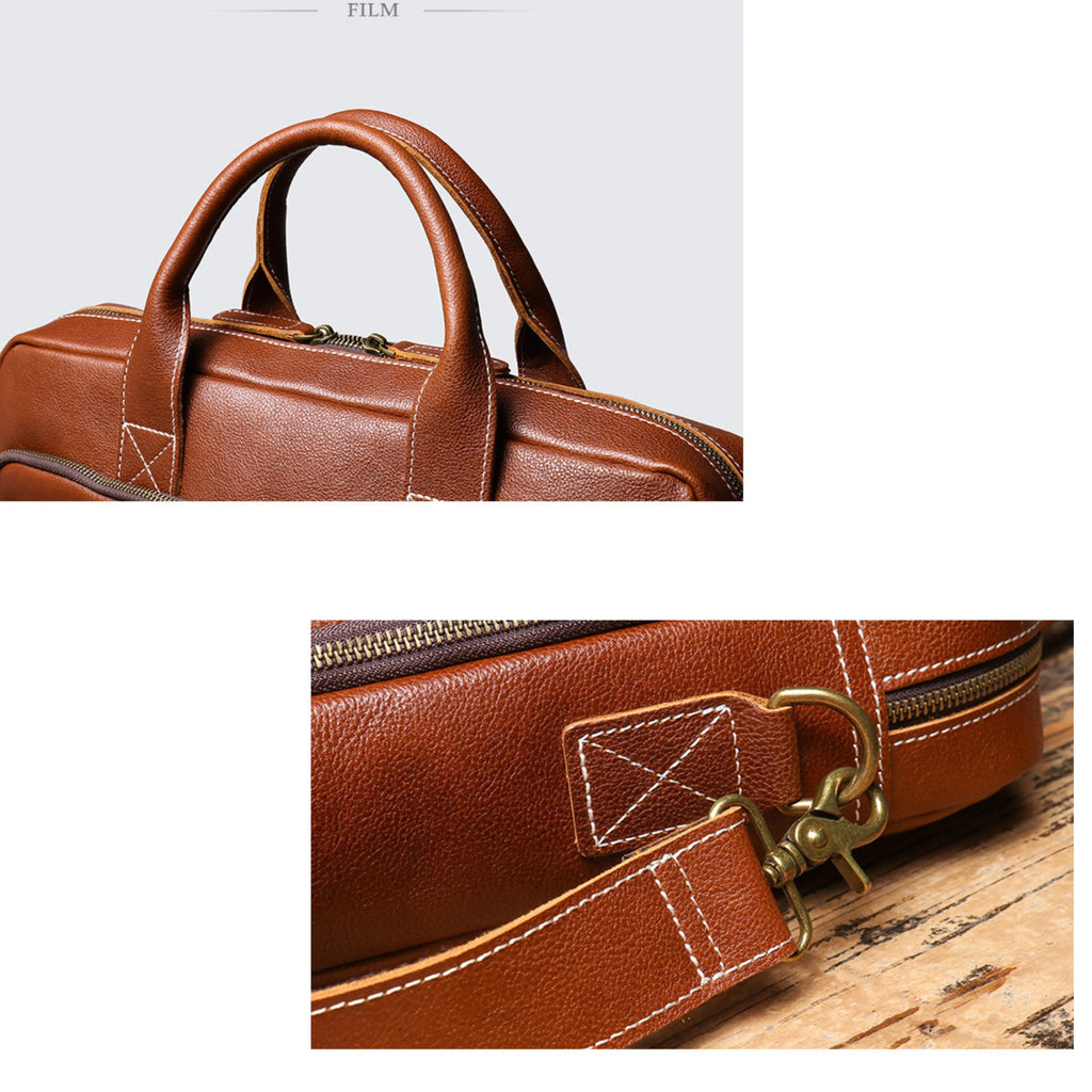 Men’s Leather Laptop Bag – Full Grain Leather Briefcase, Vintage Messenger Bag, Business Work Bag, Durable Office Satchel, Gift for Him Isaacare