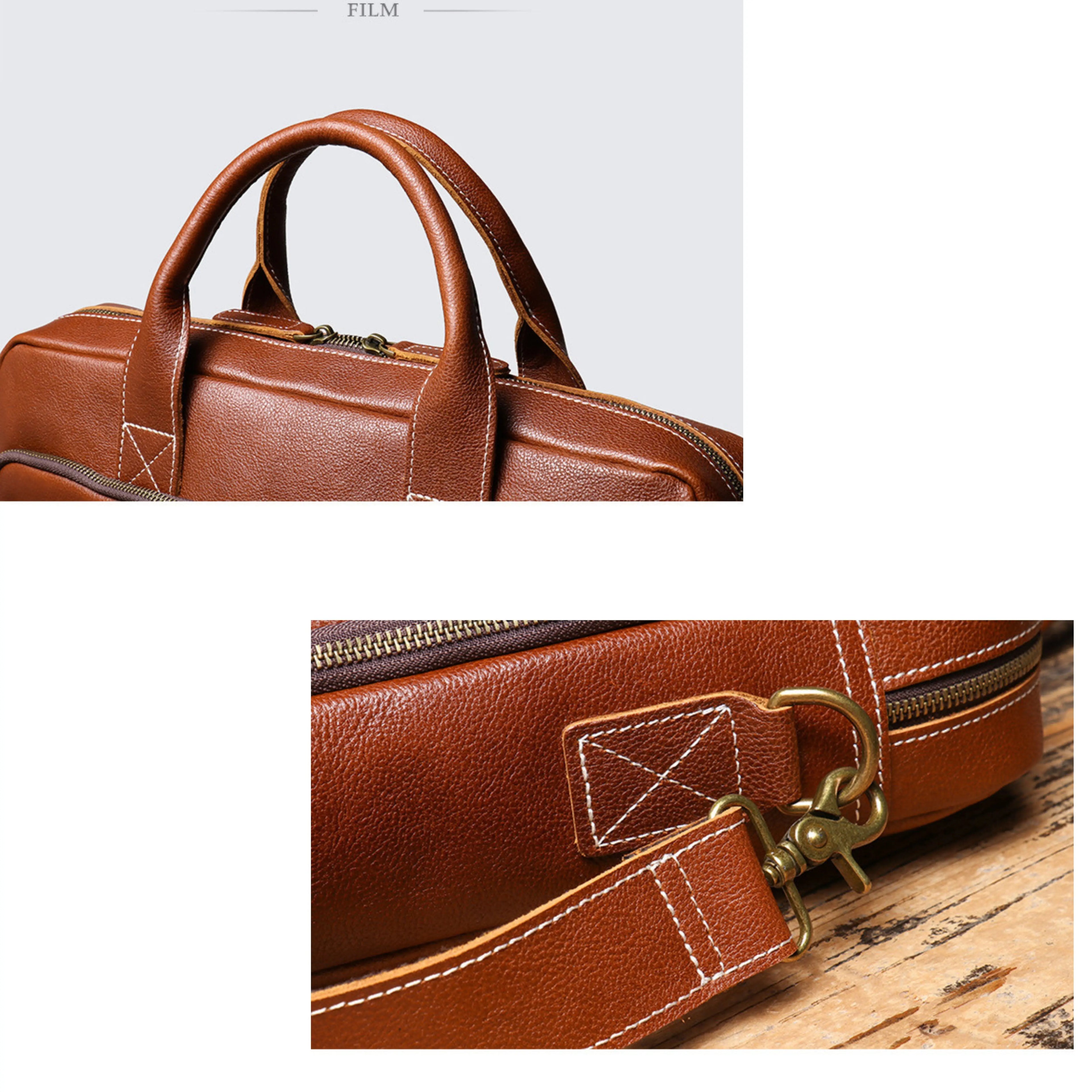 Men’s Leather Laptop Bag – Full Grain Leather Briefcase, Vintage Messenger Bag, Business Work Bag, Durable Office Satchel, Gift for Him Isaacare