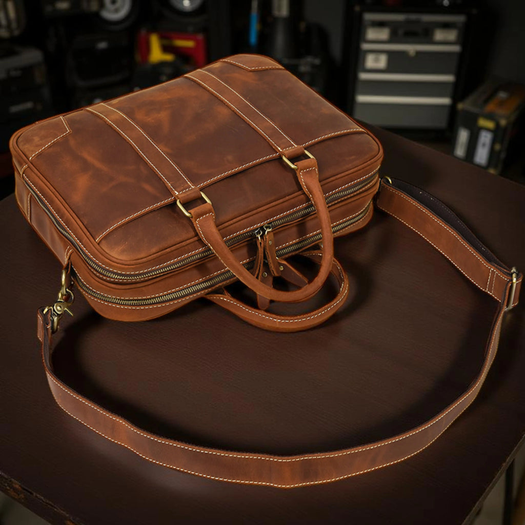 Leather Laptop Bag for Men - Mini Isaacare